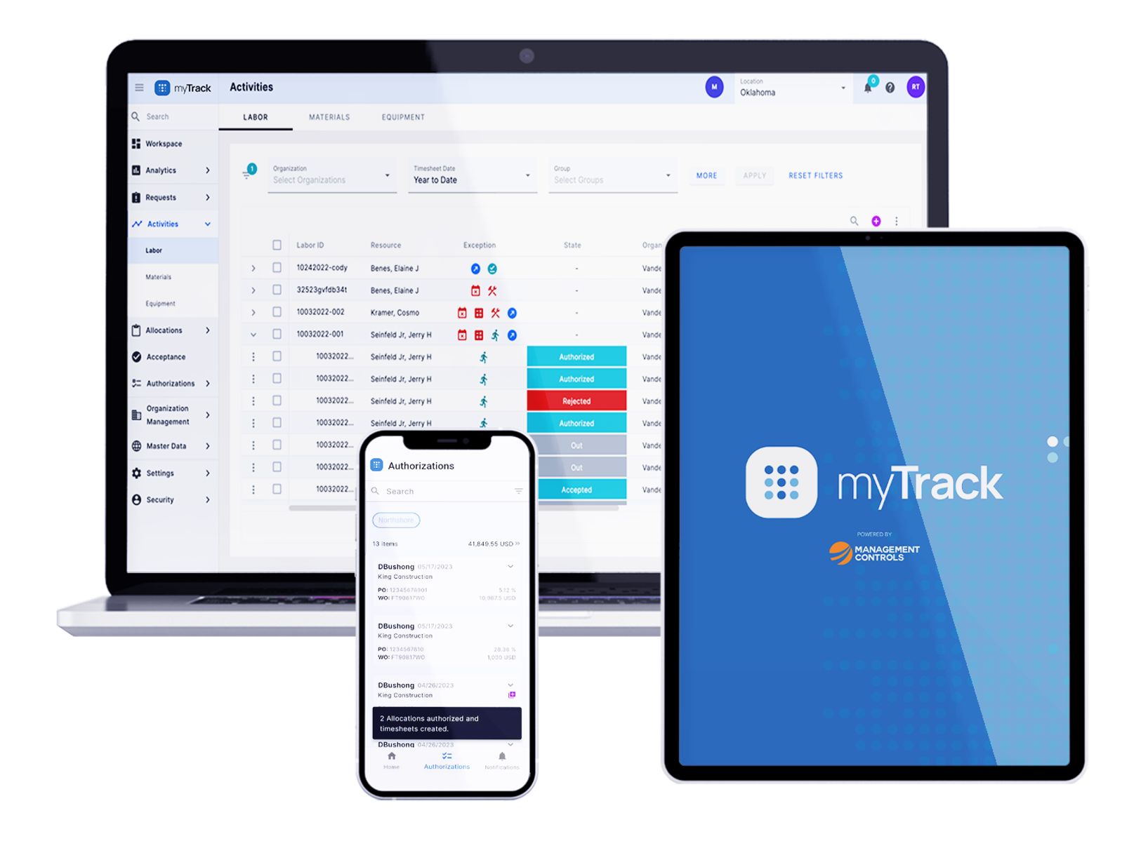 myTrack Mock Up Screens